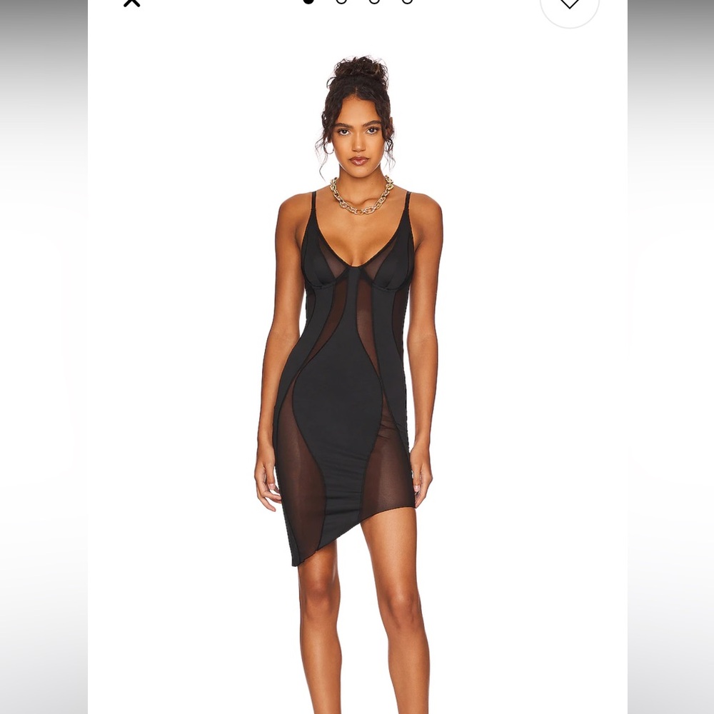 REVOLVE Black Asymmetrical Ribbed Mini Dress